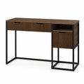 Escritorio de madera MDF marrón con estructura de metal negro 120x40x75cm