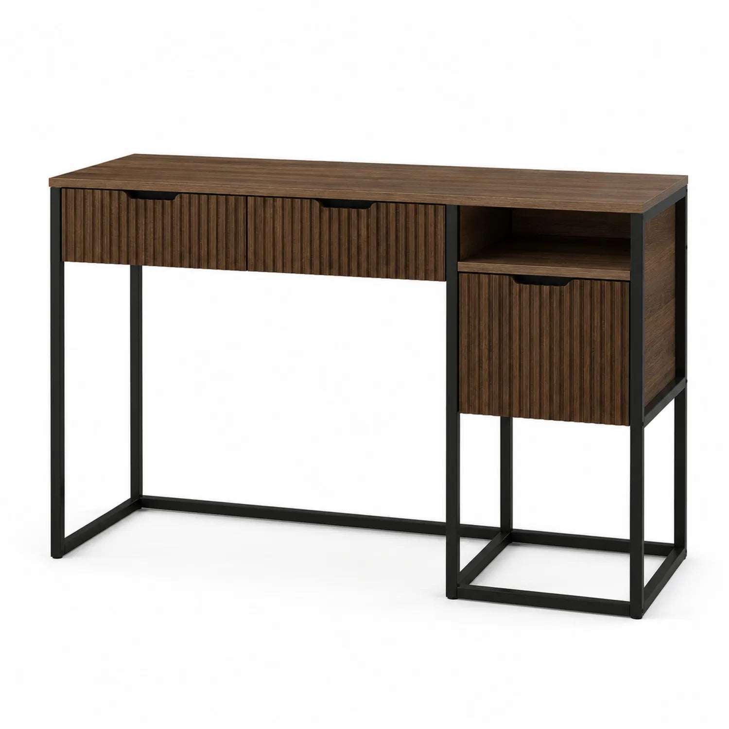 Escritorio de madera MDF marrón con estructura de metal negro 120x40x75cm