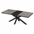 Mesa de comedor extensible de madera y metal gris/negro 180x90x75 cm
