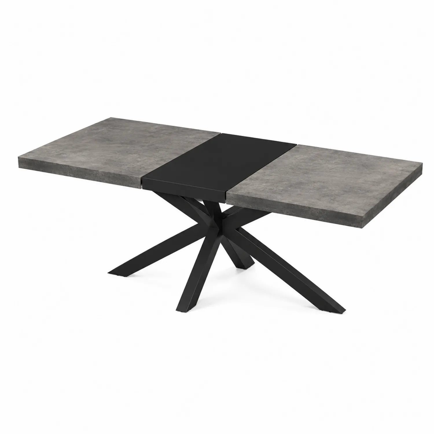 Mesa de comedor extensible de madera y metal gris/negro 180x90x75 cm