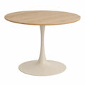 Mesa de comedor redonda de roble y metal 100 cm