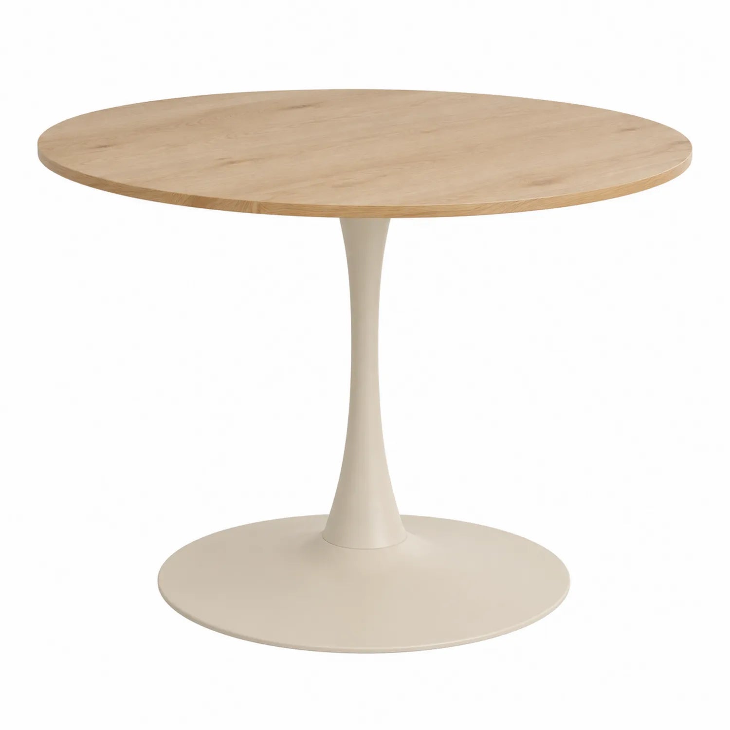 Mesa de comedor redonda de roble y metal 100 cm