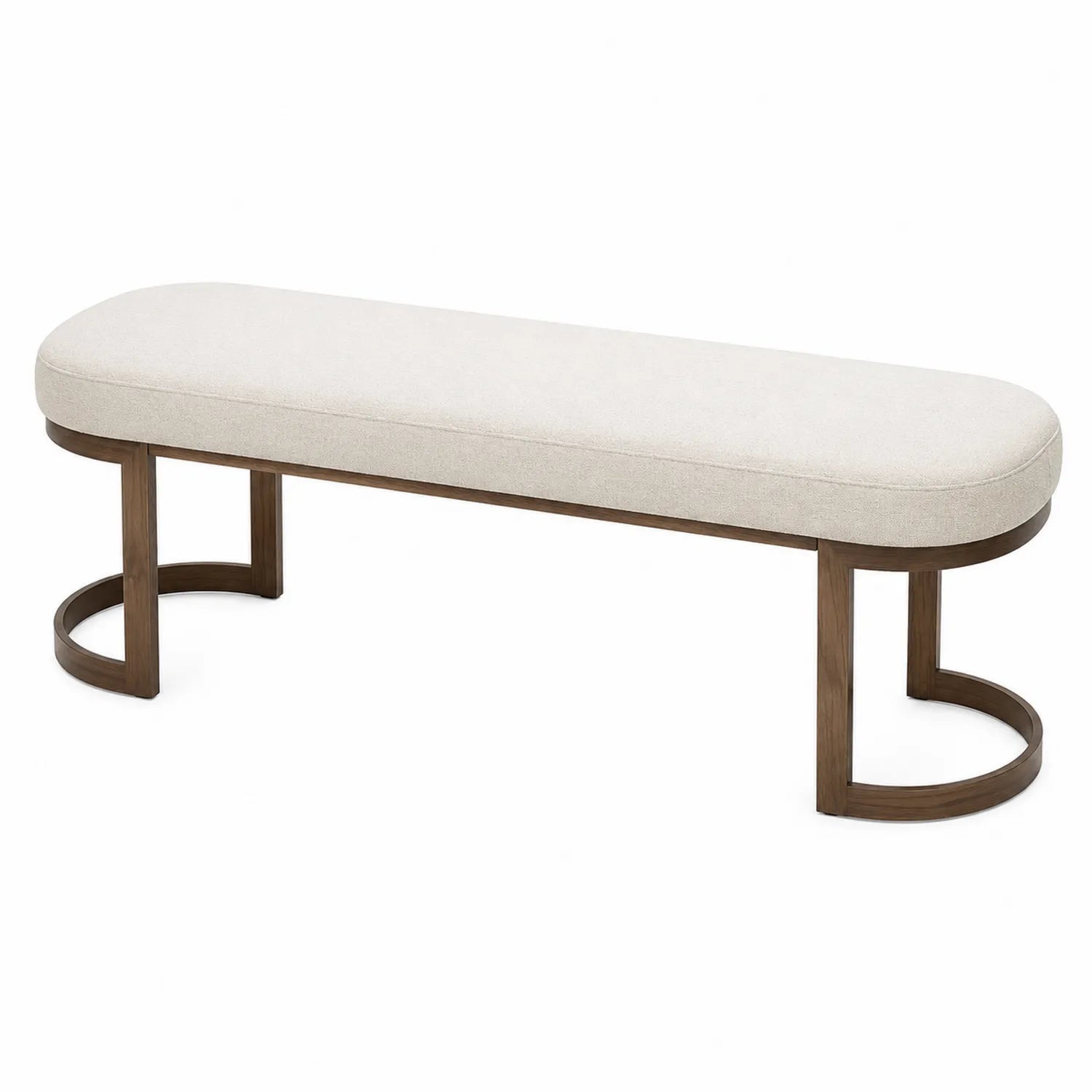 Banco de madera acolchado beige 150x40x45 cm