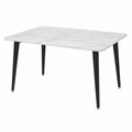 Mesa rectangular de mármol artificial y patas de metal negro 120 cm