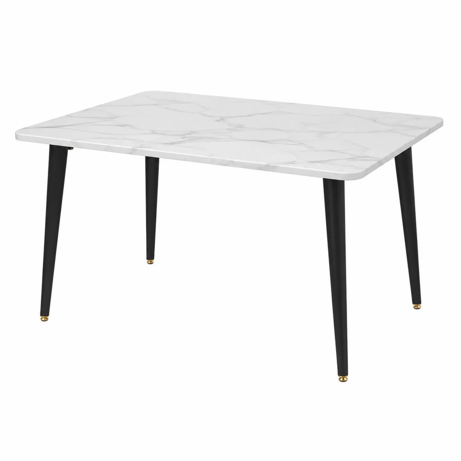 Mesa rectangular de mármol artificial y patas de metal negro 120 cm
