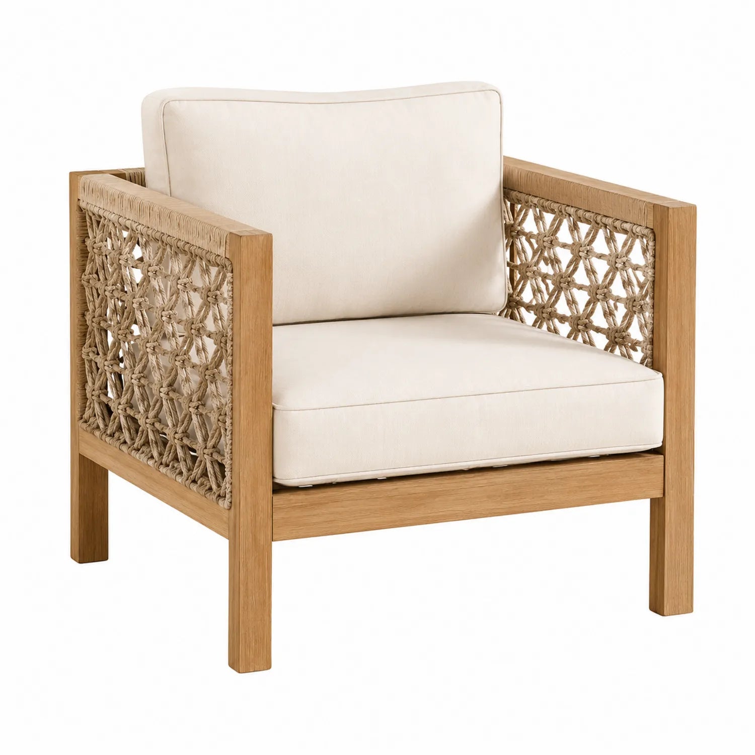 Sillón de Exterior de Madera y Yute Beige 75x80x78 cm