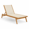 Tumbona de teca y textilene Beige 200x65x35 cm