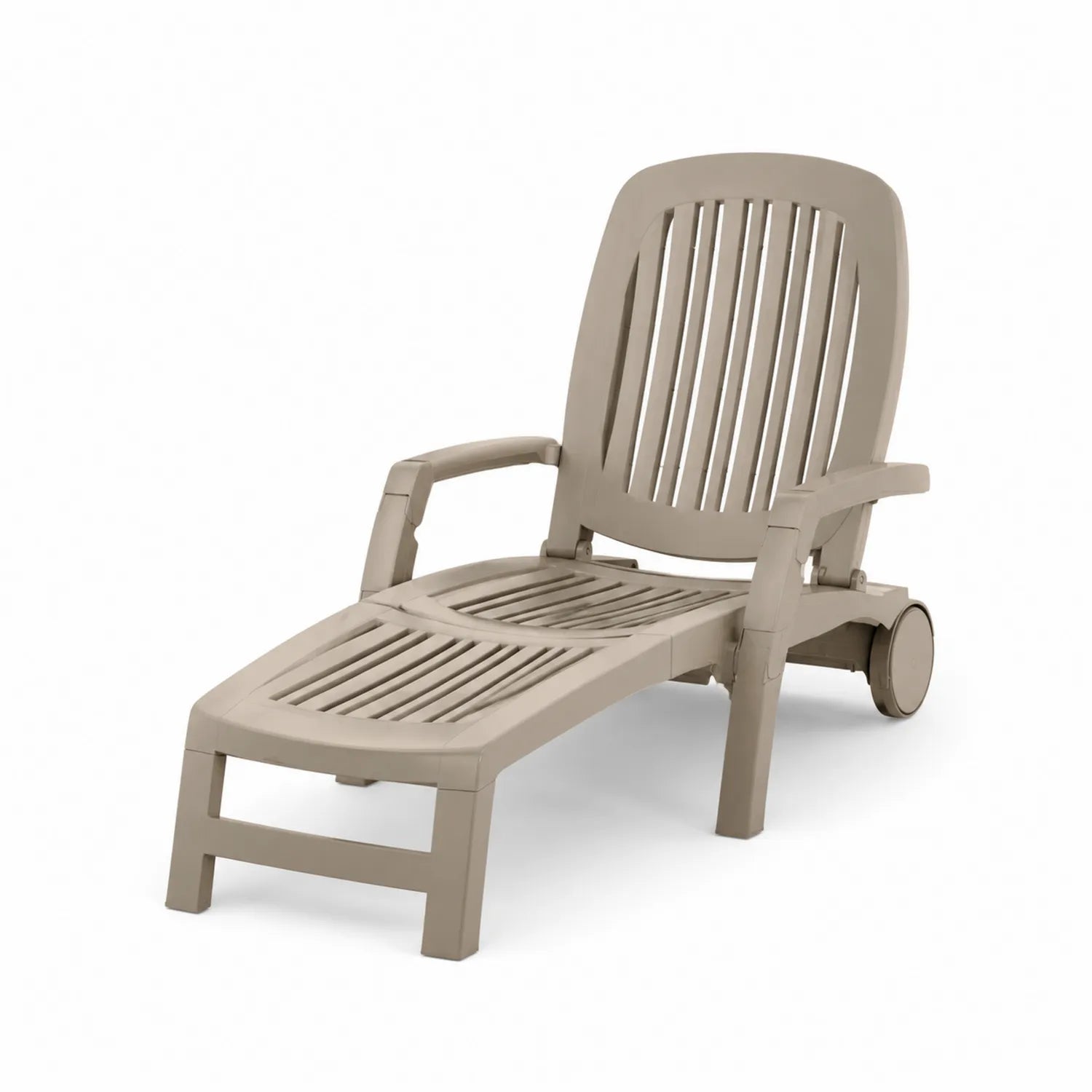 Tumbona de Polipropileno Beige con Ruedas