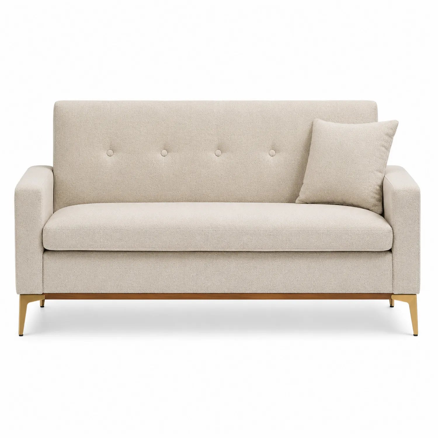Sofá de 3 plazas tela beige con patas de metal