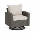 Silla Giratoria de Ratán Sintético con Cojines Beige