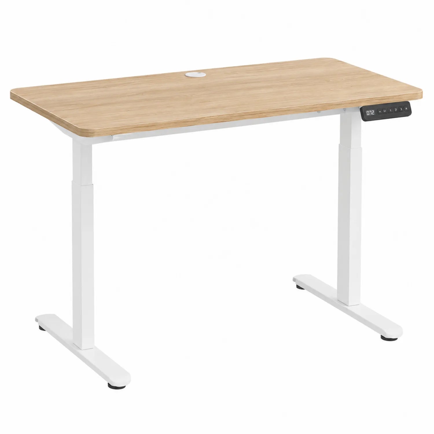 Escritorio ajustable de altura de melamina y acero roble 140x70x70-120cm