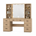 Tocador de madera con espejo y luces LED
