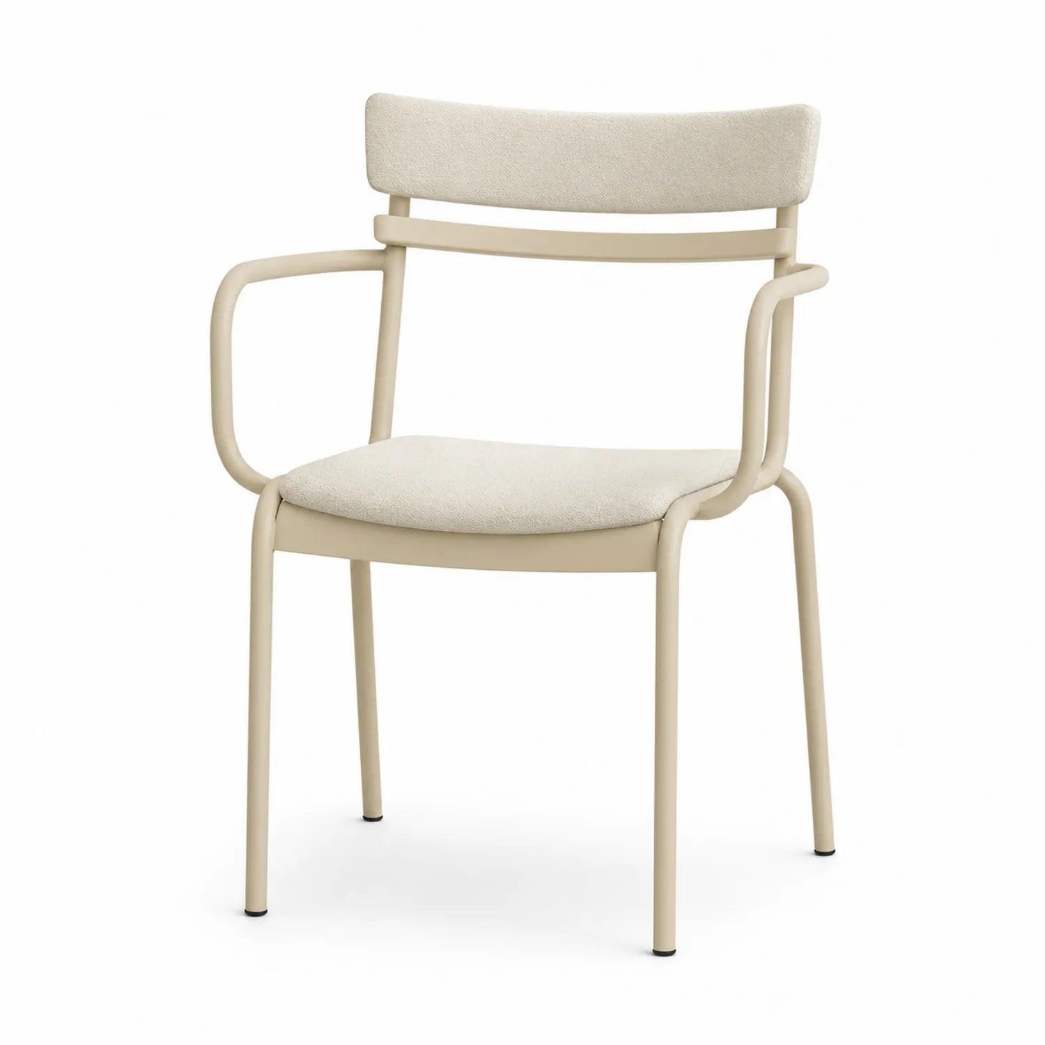 Silla de exterior de acero con asiento de poliéster beige