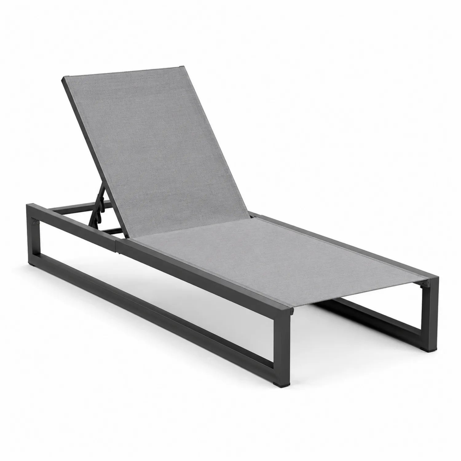 Tumbona de aluminio gris para exteriores 200x65x35 cm