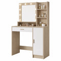 Tocador de Madera y MDF con Espejo Iluminado 150x80x45 cm