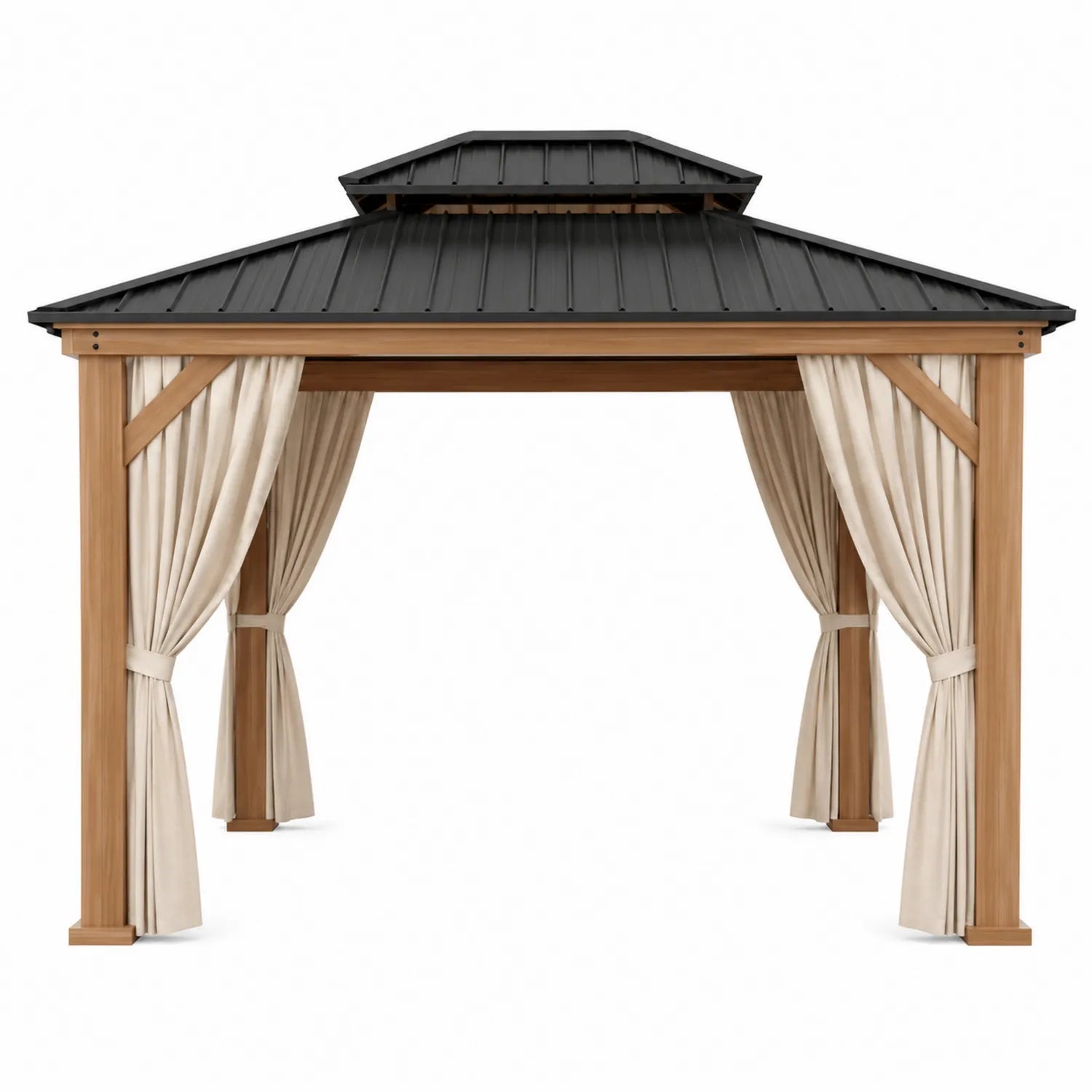 Pérgola de Aluminio y Acero con Cortinas de Poliéster